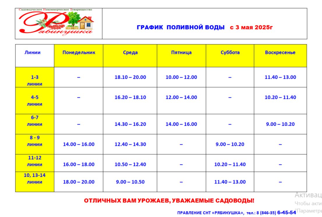 График полива